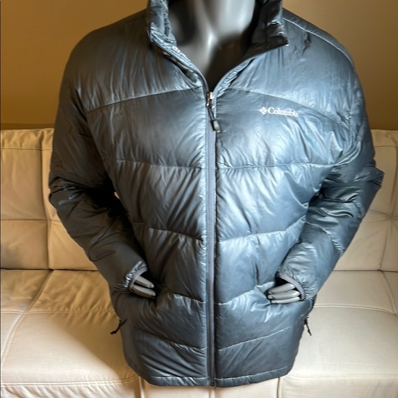 Columbia Omni Heat Thermal Metallic Gray and Blue Puffer Jacket Size 2XL - Picture 1 of 16